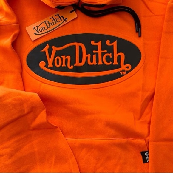 Von Dutch Original Unisex Orange/Black Raised Logo Hoodie/Pullover | NEW/NWT!!🔥 - Picture 9 of 10